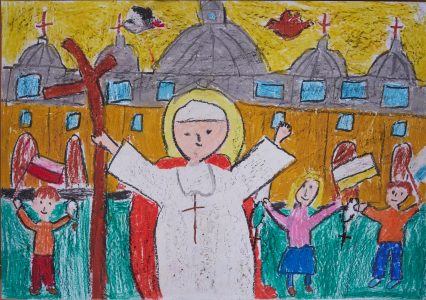 KonkursJP2 0046 Konkurs Plastyczny: Św. Jan Paweł II - Przyjacielem naszej rodziny, 100 lecie urodzin Św. Jana Pawła II. Wspólnota Modlitewna Św. Jana Pawła II w Wiedniu